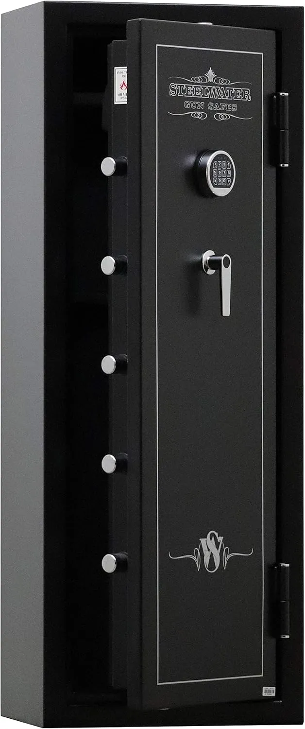 STEELWATER GUN SAFES New Improved E.M.P Proof, 16 Long Gun, 60 MInute Fire Protection, Auto LED LIghting, Dehumidifier, and Door Organizer kit, for Rifles, Pistols, and other valuables. AMEGS5922-EMP