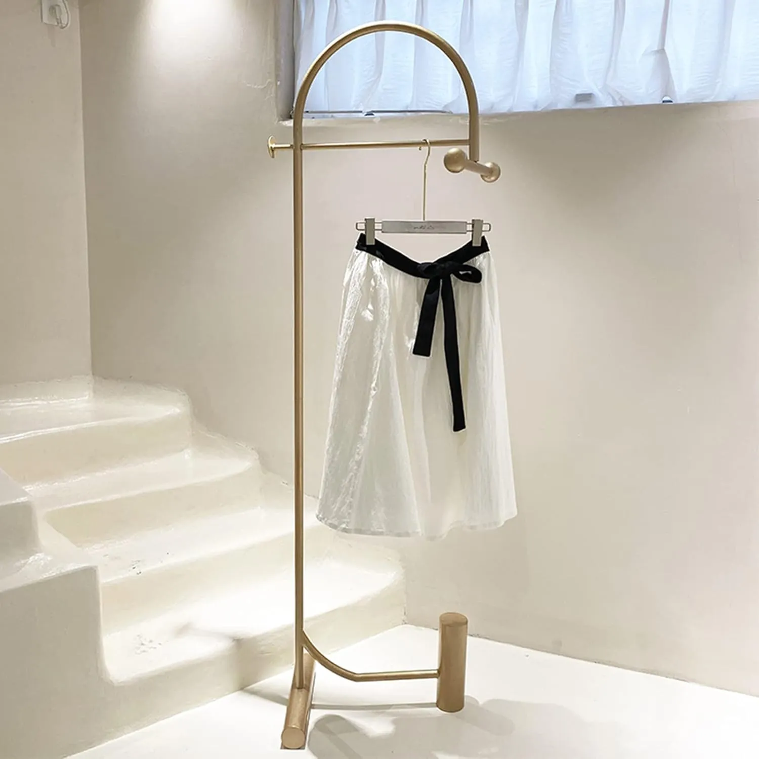 Strong Garment Rack, Half Moon Metal Clothes Stand, Heavy Duty Hat Handbag Clothes Hanger with 1 Hanging Rail, for Bedroom, Living Room, 173cm(Size:173CM,Color:Gold)