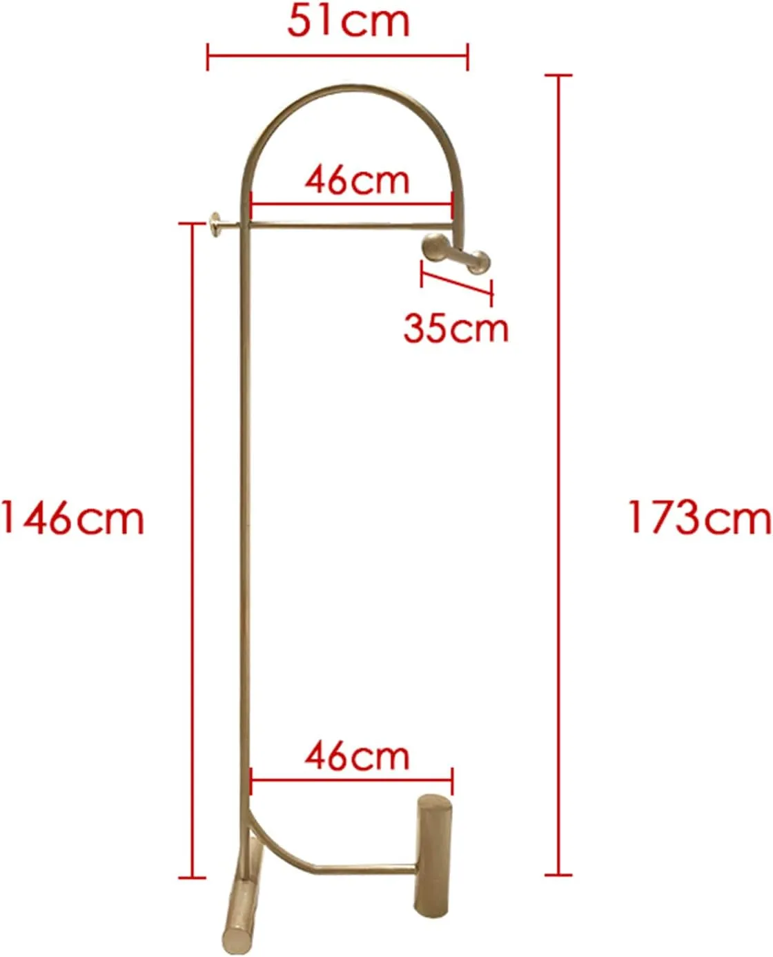 Strong Garment Rack, Half Moon Metal Clothes Stand, Heavy Duty Hat Handbag Clothes Hanger with 1 Hanging Rail, for Bedroom, Living Room, 173cm(Size:173CM,Color:Gold)