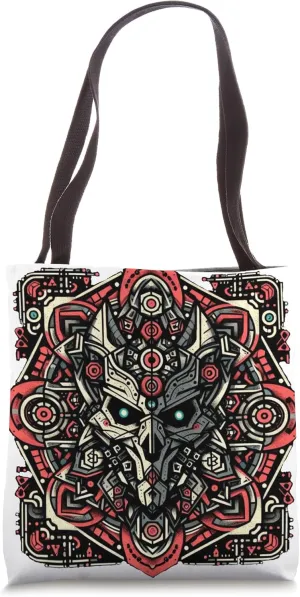 Stylized, Symmetrical Tribal Mask or Face Tote Bag