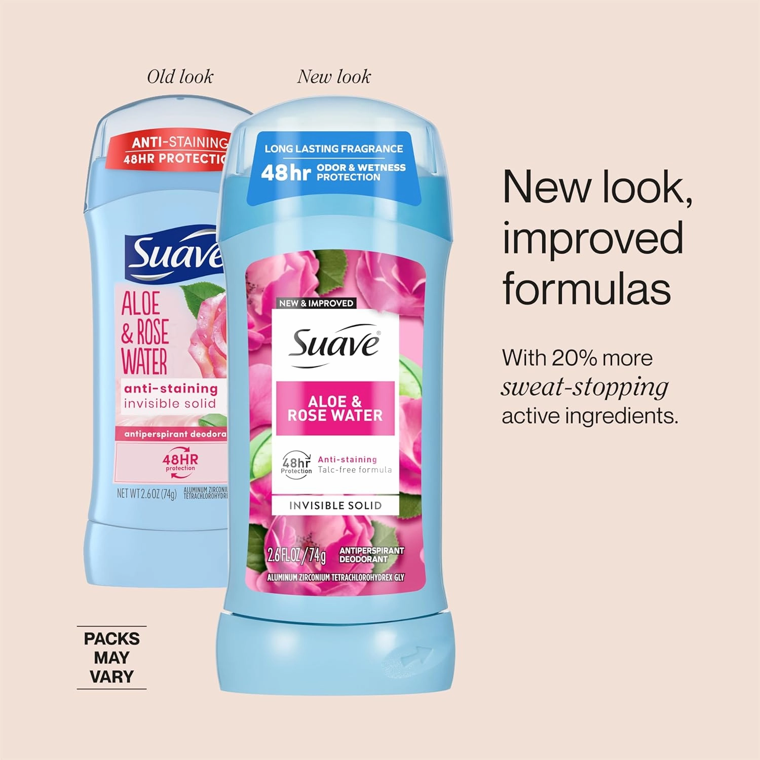 Suave Antiperspirant Deodorant For Women, Invisible Underarm Deodorant, 48hr Odor & Wetness Protection, Aloe & Rosewater, Sensitive Skin Deodorant Solid Stick, 2.6 oz (12 Bulk Pack)
