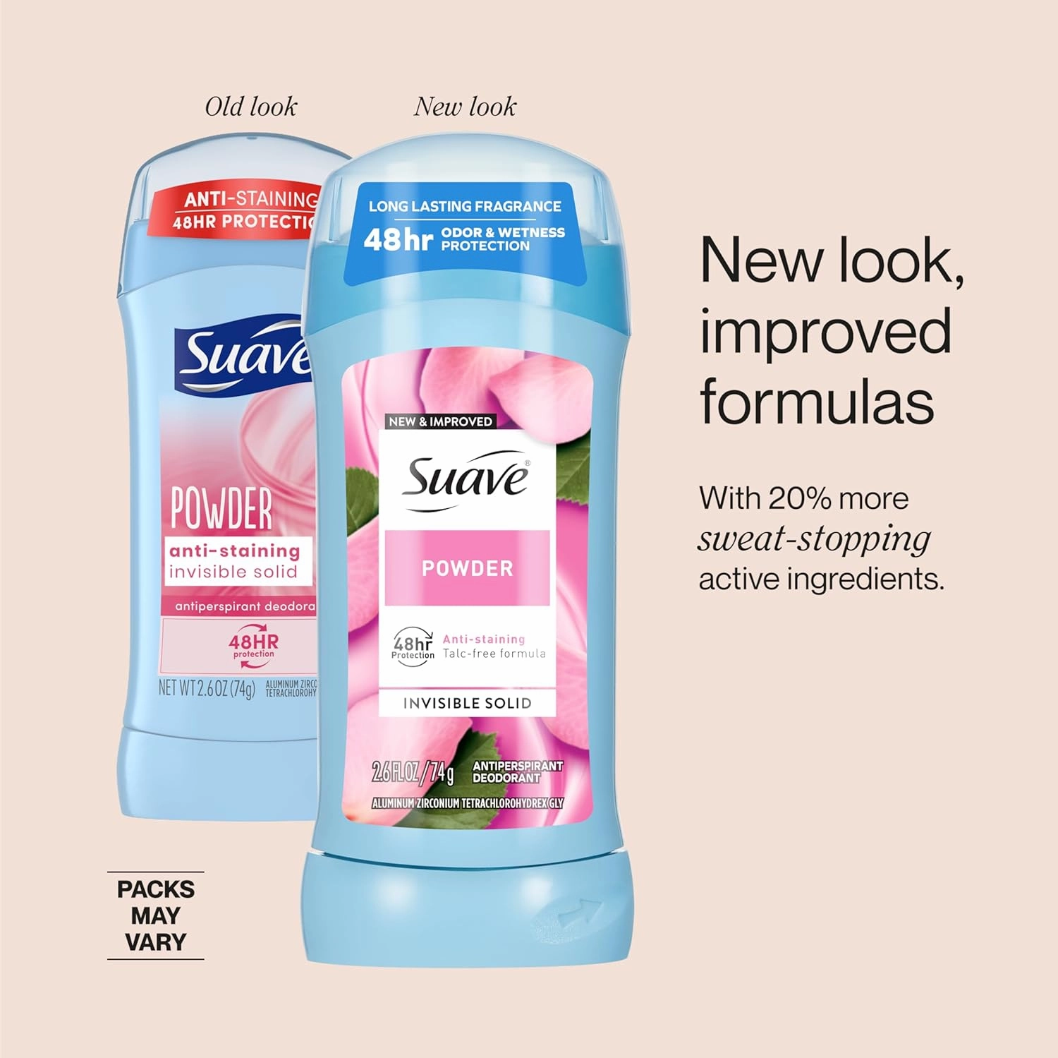 Suave Antiperspirant Deodorant For Women, Invisible, Underarm Deodorant, 48hr Odor & Wetness Protection, Long Lasting Powder, Sensitive Skin Deodorant Solid Stick, 2.6 oz (12 Bulk Pack)
