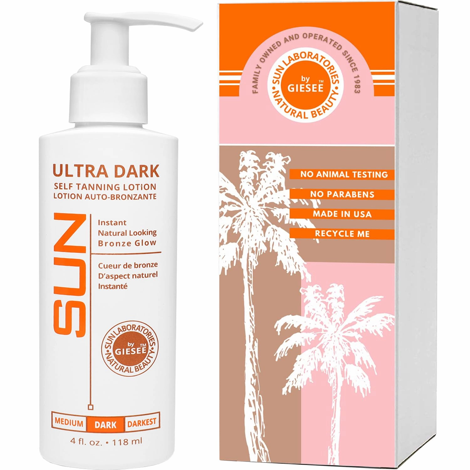 Sun Laboratories By Ultra Dark Self Tanning Lotion 4 oz - Organic Sunless Tanner for Dark Tones, Long Lasting Sun Labs Sun Self Tanner, Ideal for Tanning Bed and Sunless Tanning