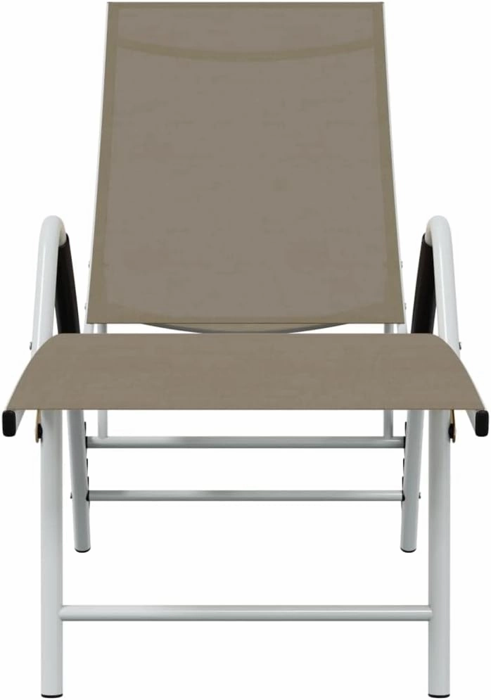 Sun Lounger Textilene and Aluminum TaupeLuxury Sun Loungers with Adjustable Backrest and Cushioned Seat