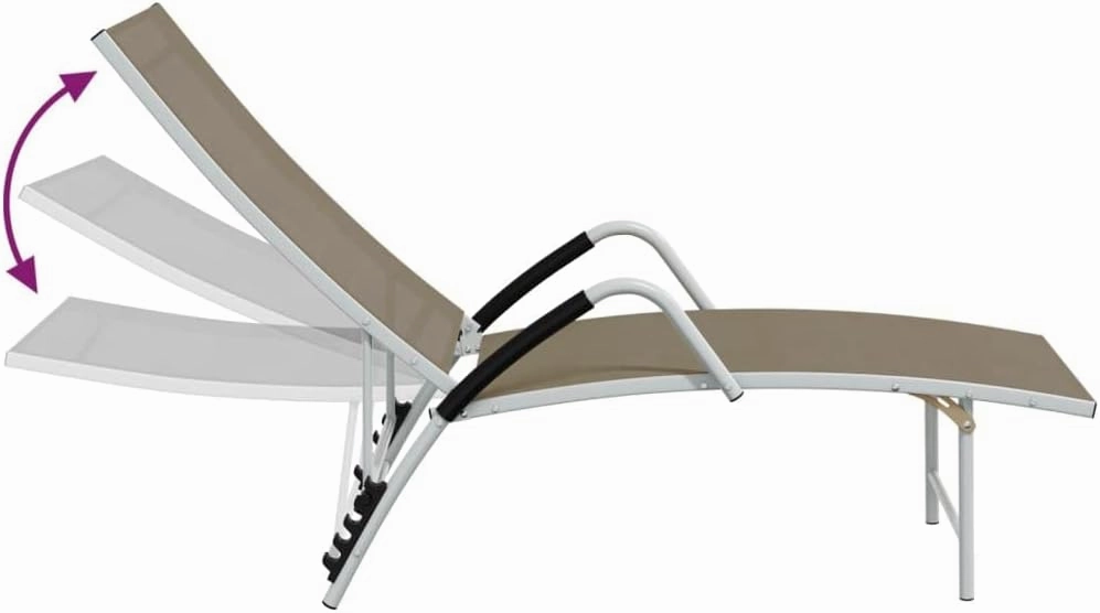 Sun Lounger Textilene and Aluminum TaupeLuxury Sun Loungers with Adjustable Backrest and Cushioned Seat