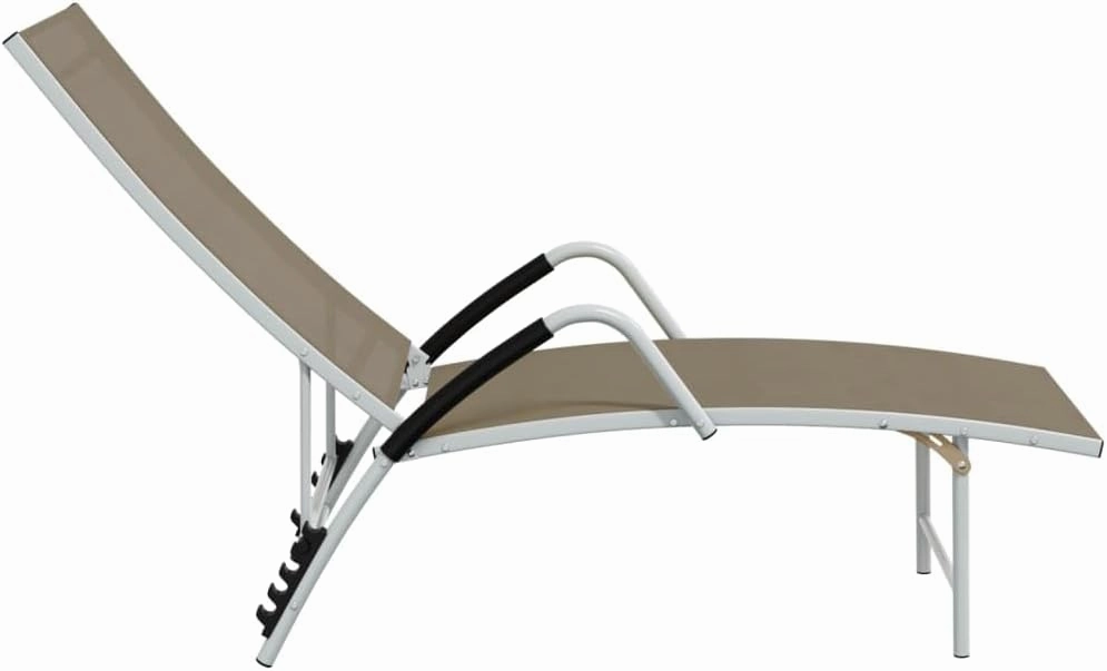 Sun Lounger Textilene and Aluminum TaupeLuxury Sun Loungers with Adjustable Backrest and Cushioned Seat