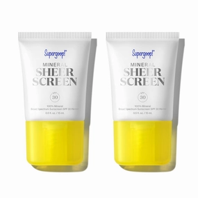 Supergoop! Mineral Sheerscreen SPF 30 PA   , 0.5 fl oz - Pack of 2 - 100% Mineral, Broad Spectrum Face Sunscreen   Primer   Helps Filter Blue Light - Satin Finish - For All Skin Types