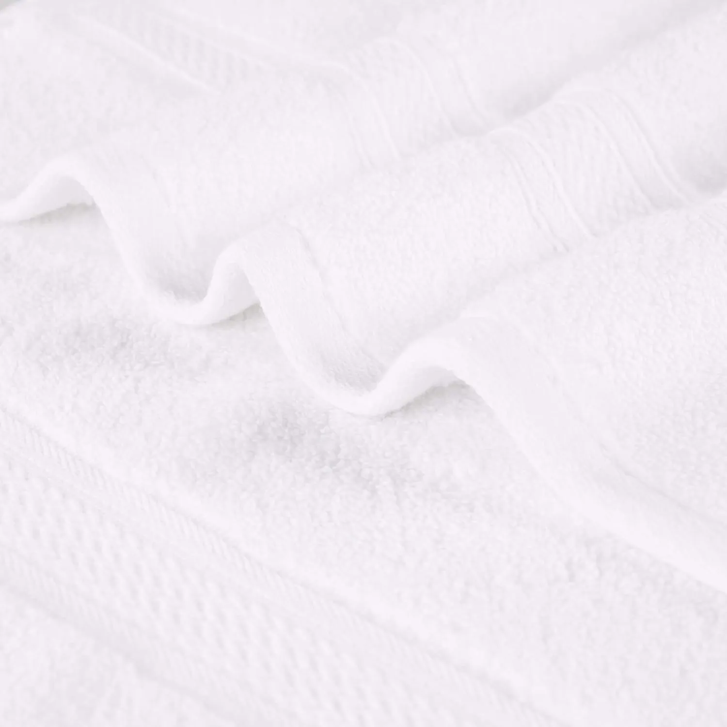 Superior Cotton Chevron Hand Towel Set, Zero Twist, Quick Dry, Small Towels, Absorbent Bathroom Basics, Home Essentials, Spa, Salon, Hotel, Kitchen, Luxury Quick Drying, Assorted Set of 6, White