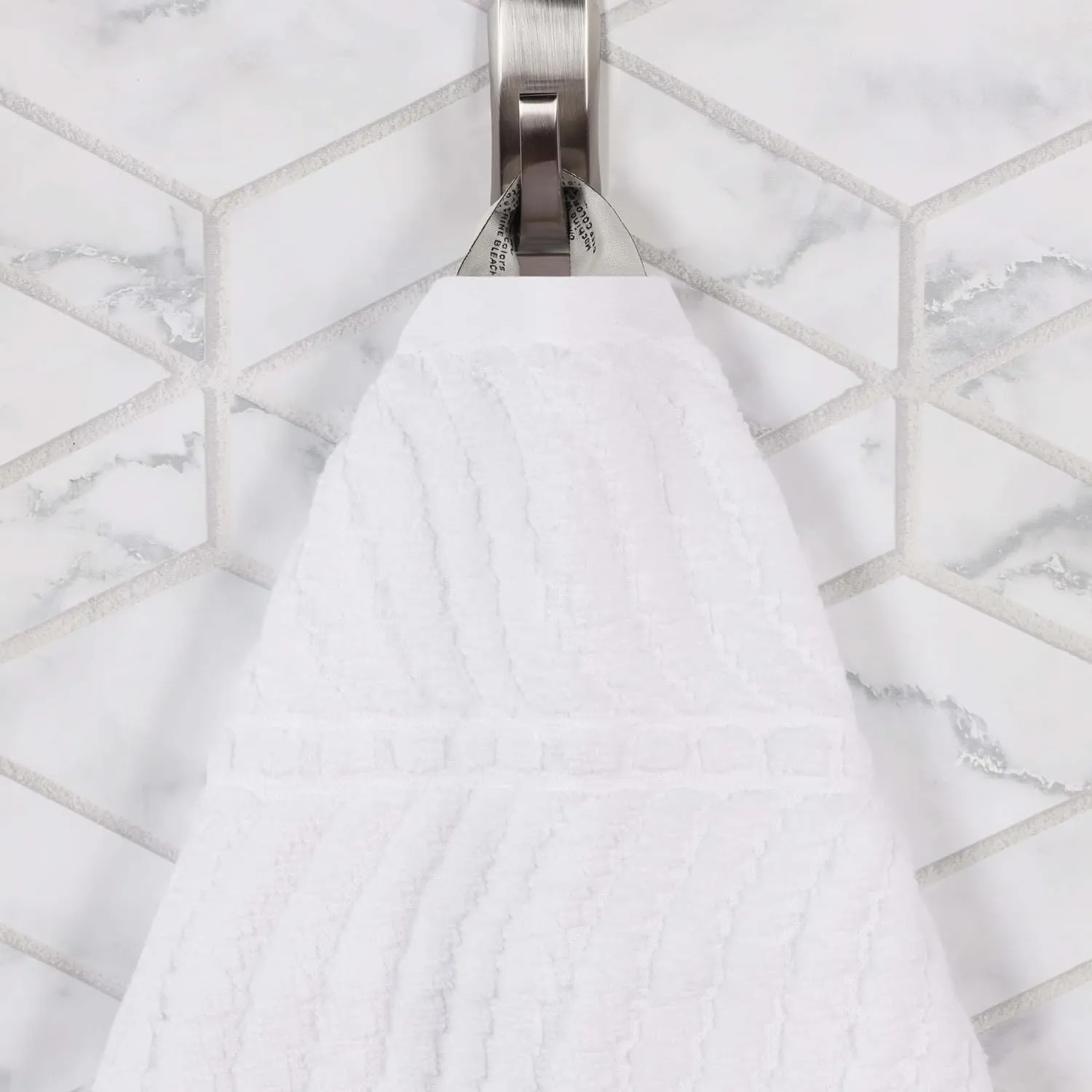 Superior Cotton Chevron Hand Towel Set, Zero Twist, Quick Dry, Small Towels, Absorbent Bathroom Basics, Home Essentials, Spa, Salon, Hotel, Kitchen, Luxury Quick Drying, Assorted Set of 6, White