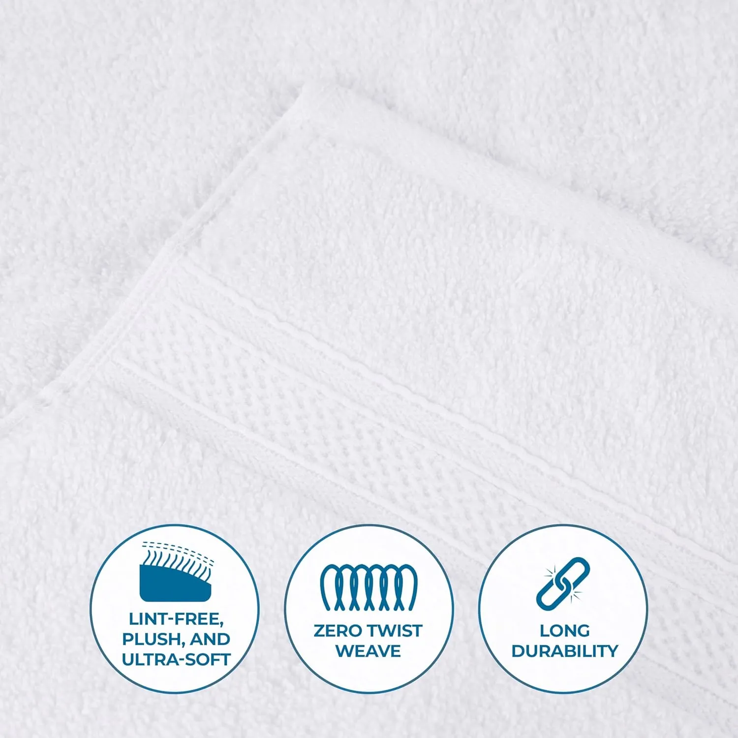 Superior Cotton Chevron Hand Towel Set, Zero Twist, Quick Dry, Small Towels, Absorbent Bathroom Basics, Home Essentials, Spa, Salon, Hotel, Kitchen, Luxury Quick Drying, Assorted Set of 6, White
