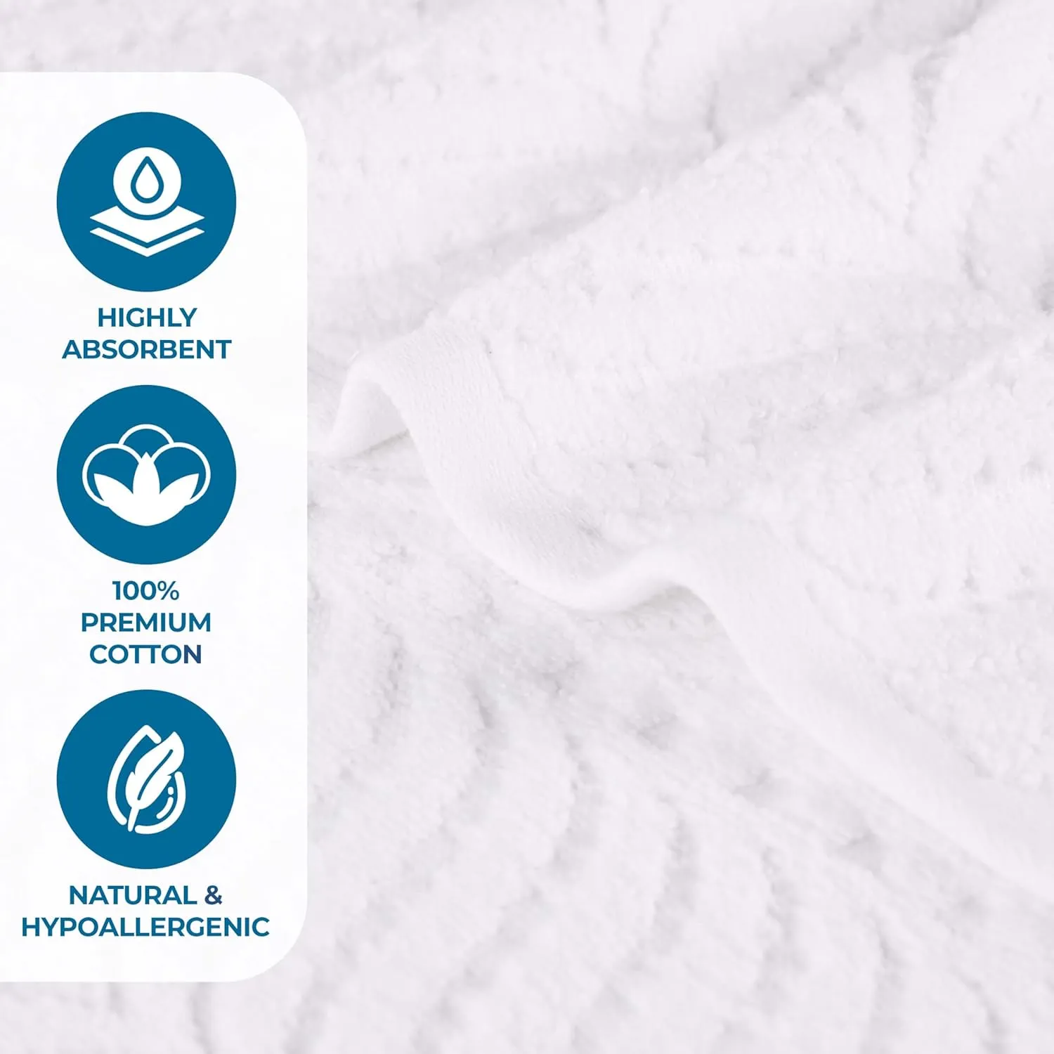 Superior Cotton Chevron Hand Towel Set, Zero Twist, Quick Dry, Small Towels, Absorbent Bathroom Basics, Home Essentials, Spa, Salon, Hotel, Kitchen, Luxury Quick Drying, Assorted Set of 6, White