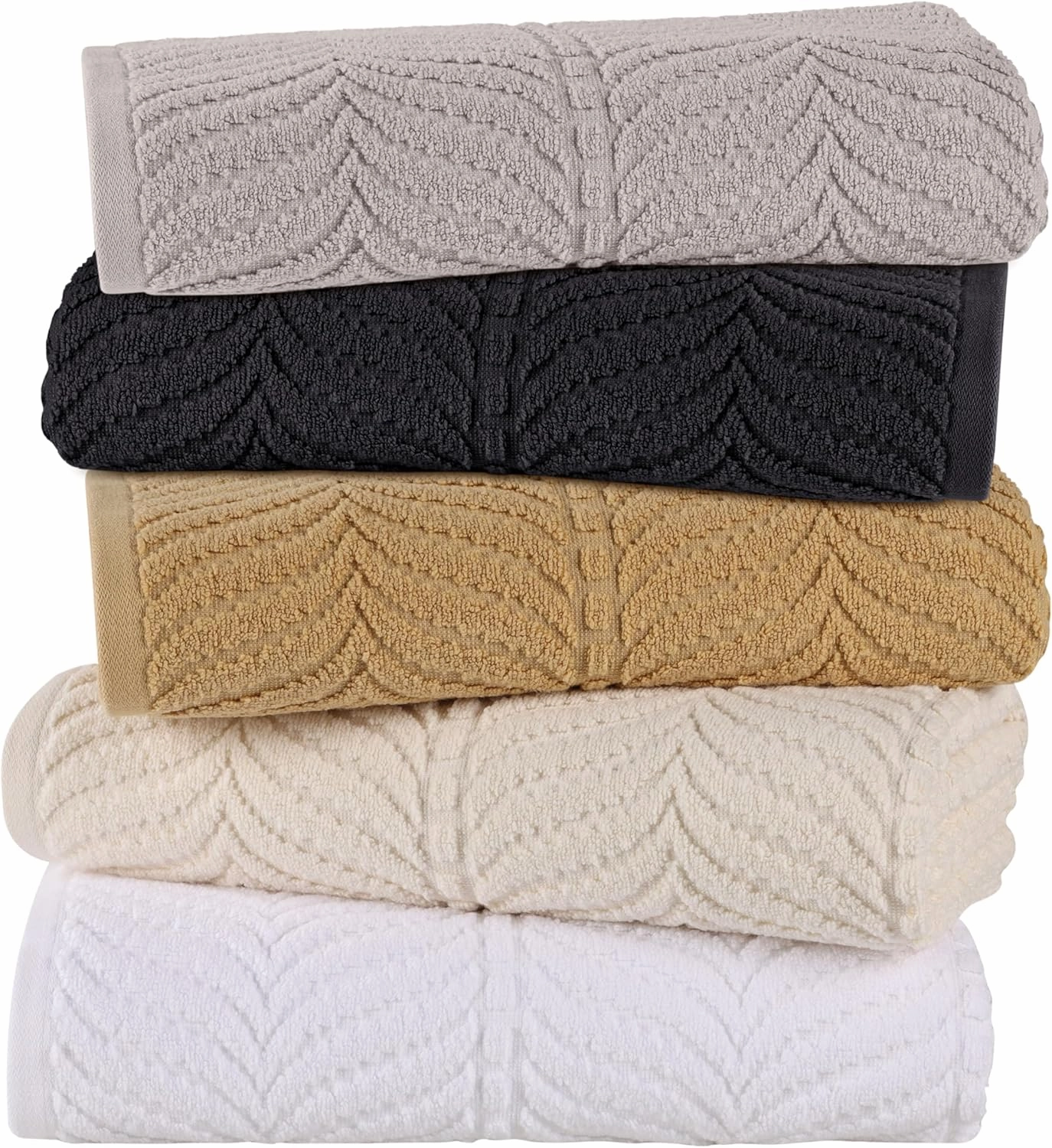 Superior Cotton Chevron 3 Piece Towel Set, Zero Twist, Quick Dry, Home Essentials, Shower, Spa, Luxury Plush Soft Absorbent Towels, Includes 1 Bath, 1 Hand, 1 Washcloth/Face Towel, Jacquard, White