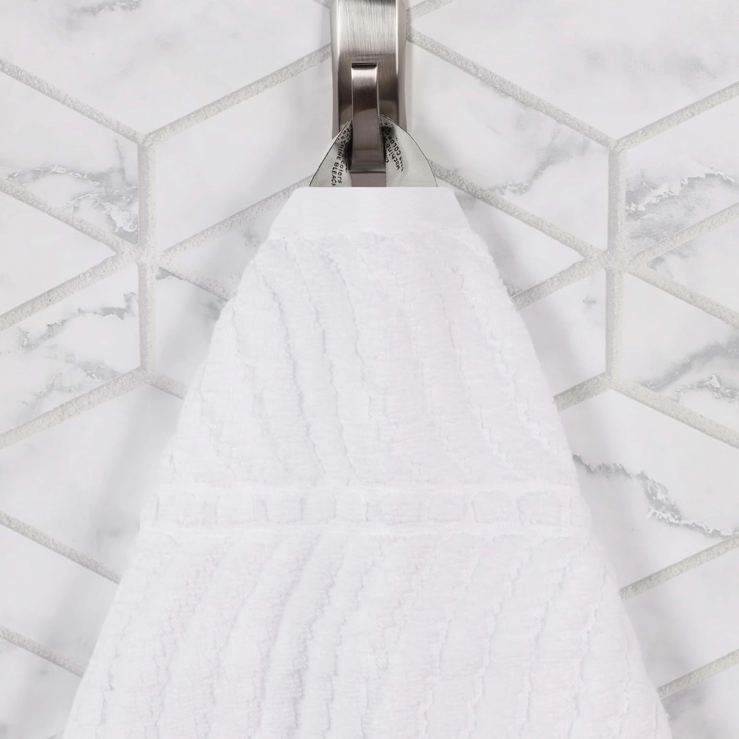 Superior Cotton Chevron 3 Piece Towel Set, Zero Twist, Quick Dry, Home Essentials, Shower, Spa, Luxury Plush Soft Absorbent Towels, Includes 1 Bath, 1 Hand, 1 Washcloth/Face Towel, Jacquard, White