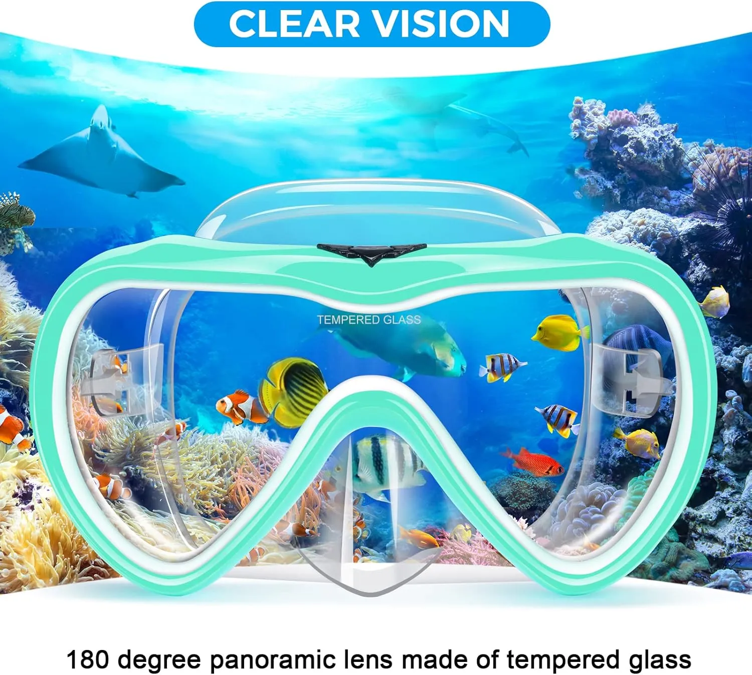 Supertrip Adult Swim Goggles, 2 Pack Snorkel Diving Mask with Nose Cover, Tempered Glass Scuba Swim Mask Snorkeling for Adult Men Women Youth