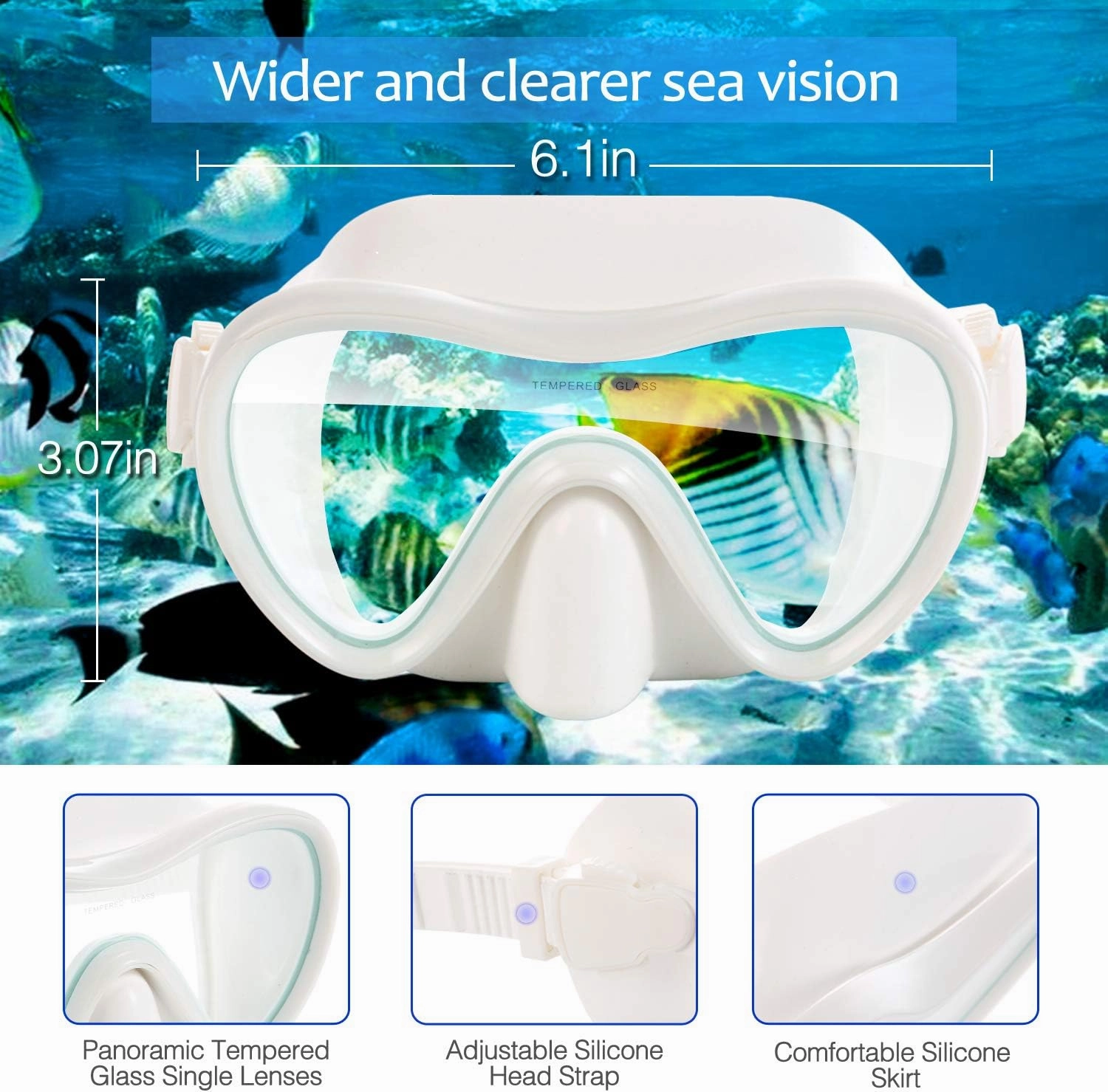 Supertrip 2024 Snorkeling Gear for Adults, Anti-Fog Snorkel Set, Tempered Glass Snorkel Mask Adult, Anti-Leak Snorkel Snorkeling Gear, Scuba Diving Mask and Snorkel for Women Men Youth