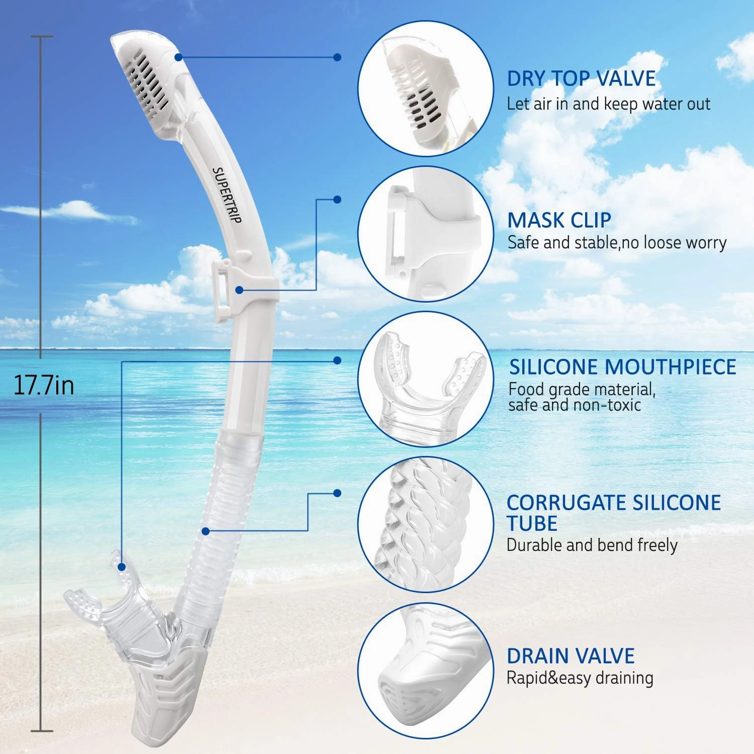 Supertrip 2024 Snorkeling Gear for Adults, Anti-Fog Snorkel Set, Tempered Glass Snorkel Mask Adult, Anti-Leak Snorkel Snorkeling Gear, Scuba Diving Mask and Snorkel for Women Men Youth