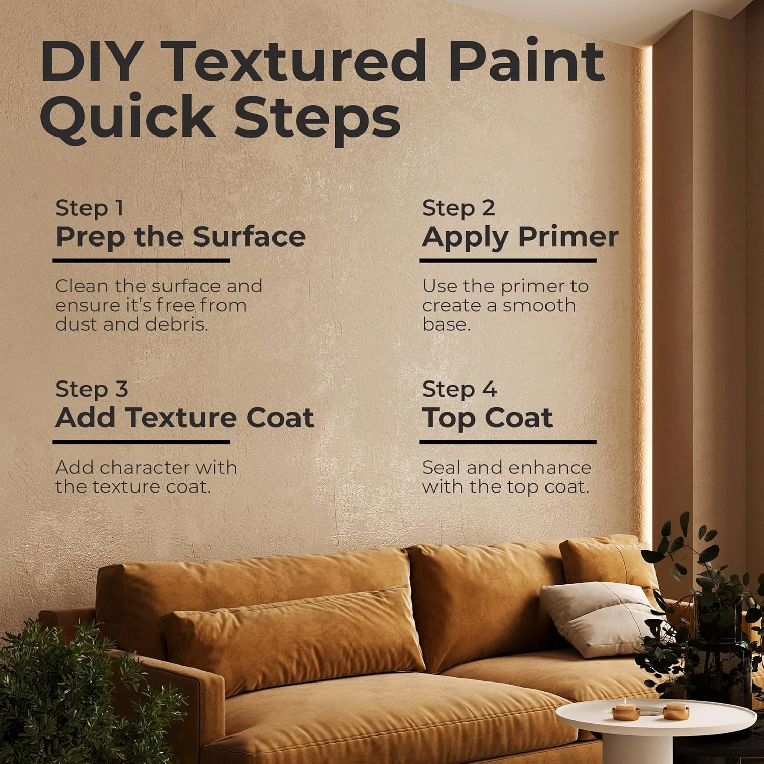 SUZUKA Strato Texture Limewash Effect Matte Wall Paint, Lime Plaster, Venetian Interior Paint, Primer and Wax Top Coat included, Mushroom Beige