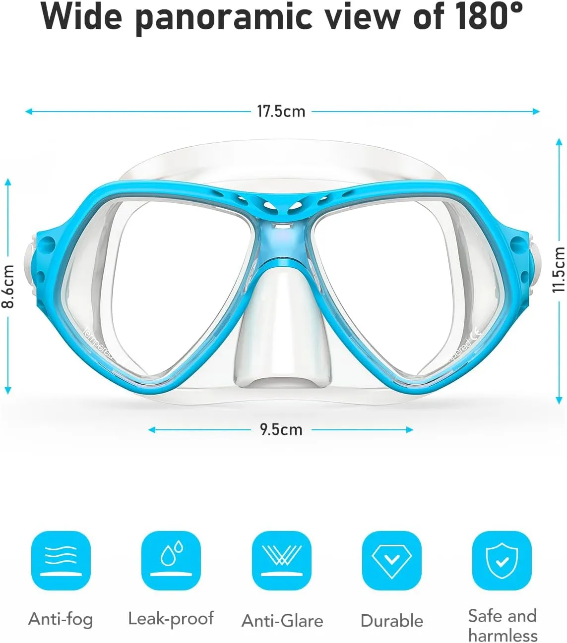 Swim Goggles with Nose Cover, Professional Anti-Fog and Anti-Leak Clear Snorkeling Mask for Adults and Teens, 9 Colors