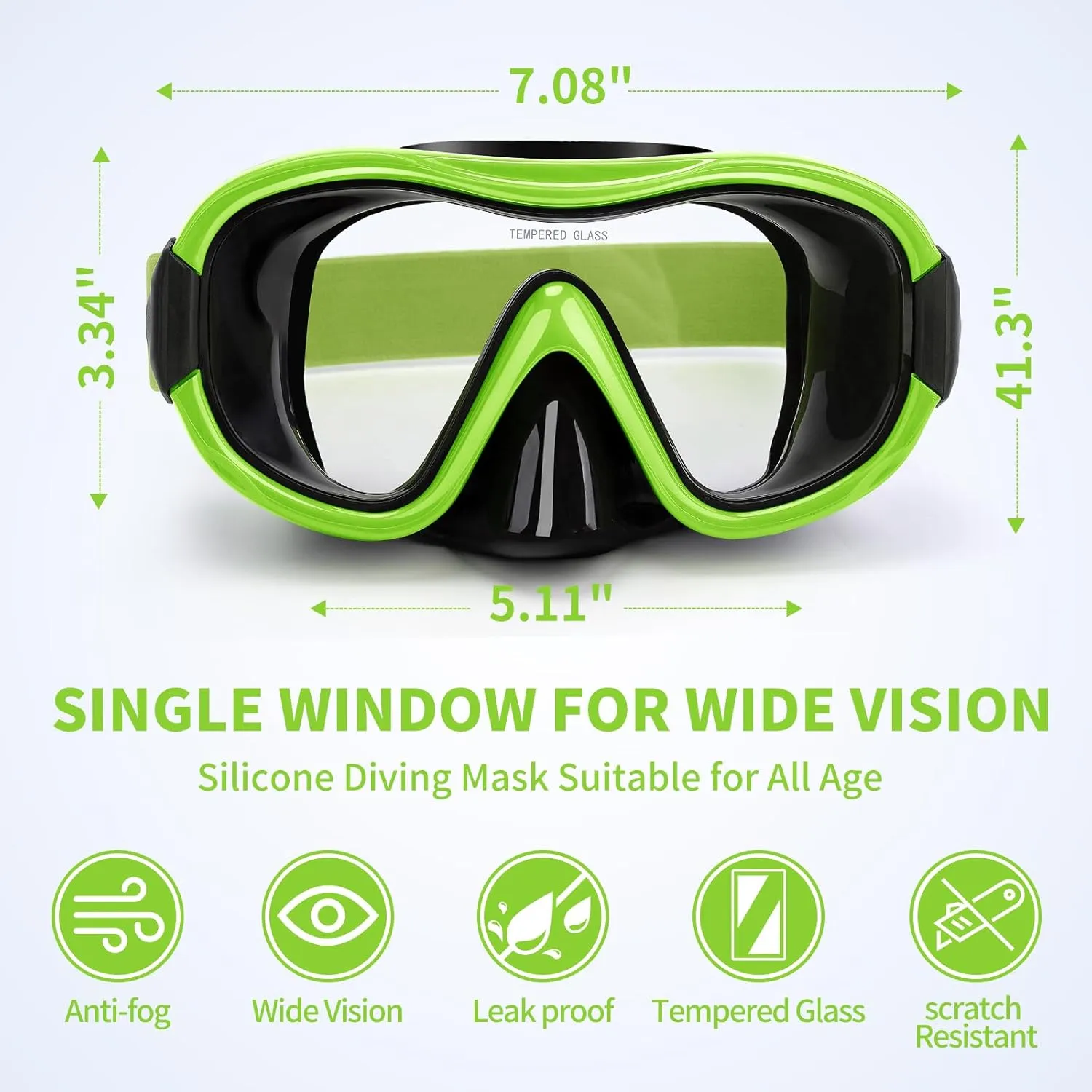 Swimming Goggles Scuba Snorkeling Mask for Adults, Adjustable Elastic Knitted Strap Swim Goggles, Tempered Glass with Panoramic Scuba Snorkel Diving Mask for Adults