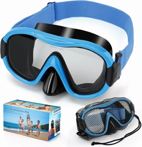 Swimming Goggles Scuba Snorkeling Mask for Adults, Adjustable Elastic Knitted Strap Swim Goggles, Tempered Glass with Panoramic Scuba Snorkel Diving Mask for Adults