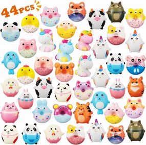 Syhood 44 Pcs Slow Rising Animal Donut Squeeze Stress Mini Stress Ball Relief Toys Miniature Squeeze Novelty Toy for Classroom Prize Party Favor Goodie Bag Filler Easter Egg Stuffer Rich Random Styles