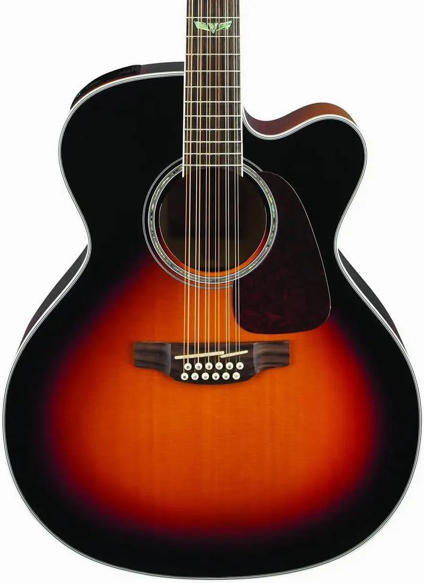 Takamine GJ72CE-12 Jumbo Cutaway 12 String Acoustic-Electric Guitar - Brown Sunburst Bundle with Tuner, String Winder, Strap, Picks, Instructional DVD, and Austin Bazaar Polishing Cloth