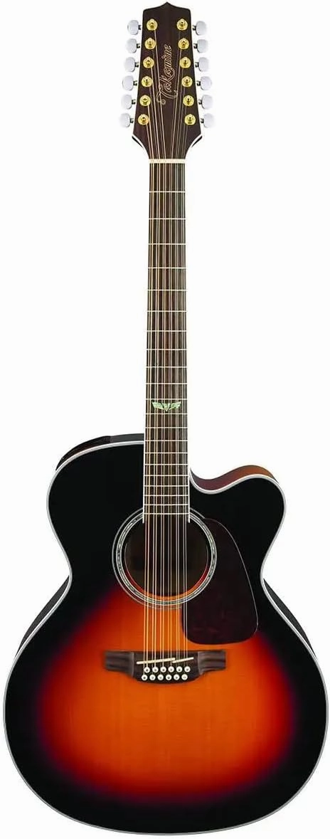 Takamine GJ72CE-12 Jumbo Cutaway 12 String Acoustic-Electric Guitar - Brown Sunburst Bundle with Tuner, String Winder, Strap, Picks, Instructional DVD, and Austin Bazaar Polishing Cloth