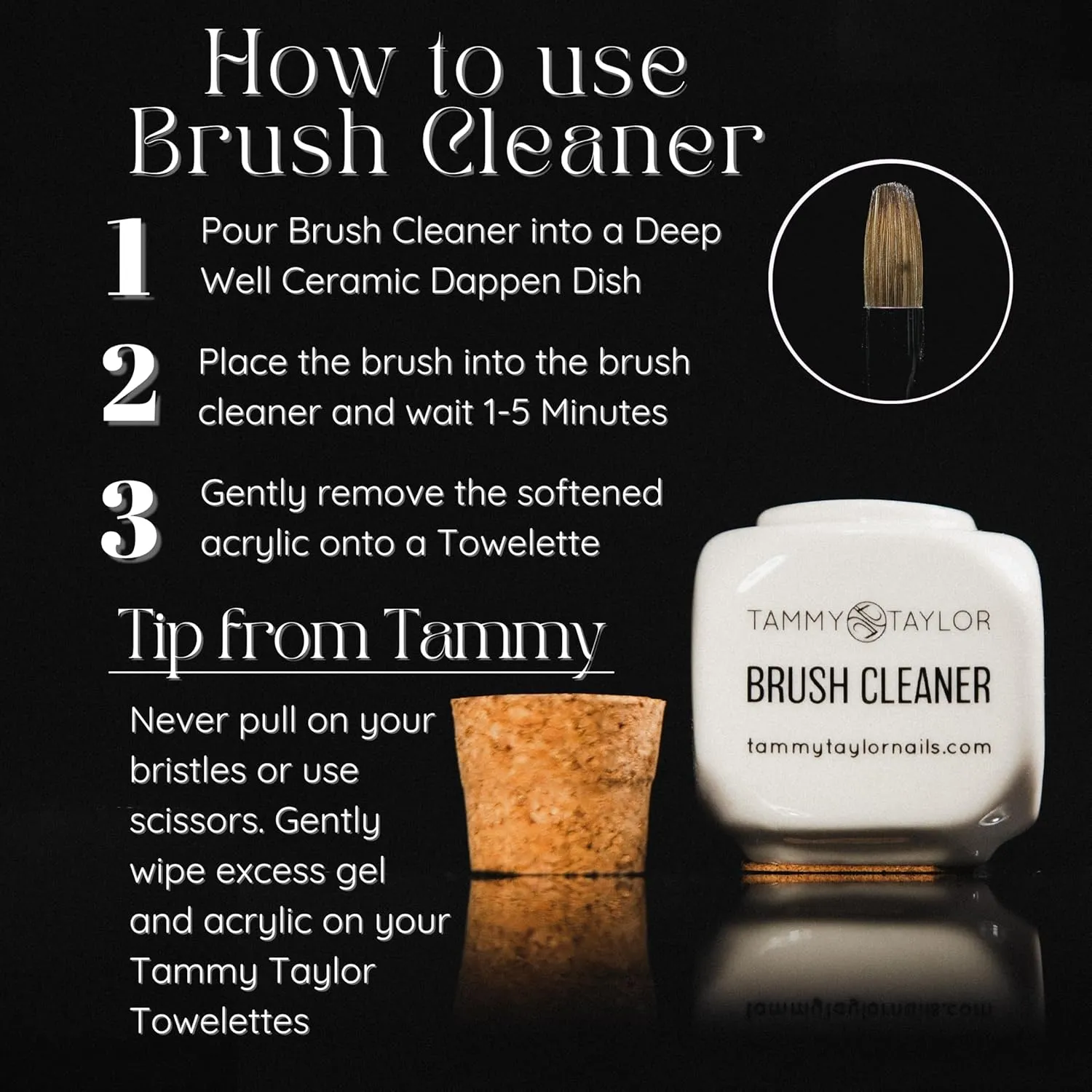 Tammy Taylor Kolinsky Acrylic Nail Brush | Real Sable, Professional Nail Brushes for Acrylic Application | Medium