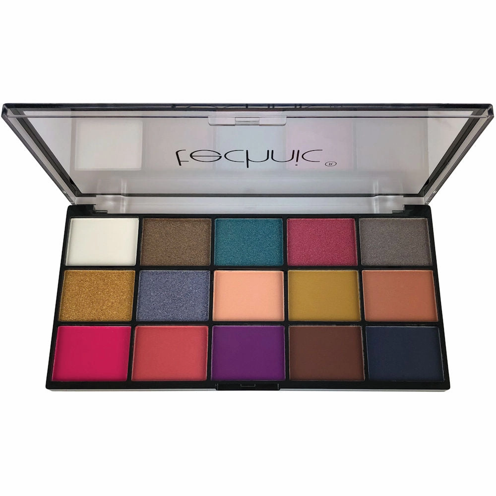 Technic Cosmetics 15 Colour Pressed Pigment Eyeshadow Palette Vacay - Makeup Beauty Glamour Vibrant Shades Palette