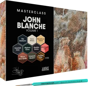 The Army Painter, Masterclass John Blanche Volume 1 Paint Set, 6 x Warpaints Fanatic Paints, 1 unique Speedpaint, 2 Washes, 1 Metallic, 1 Art Print & 1 Brush - Model Paint for Miniature Wargaming