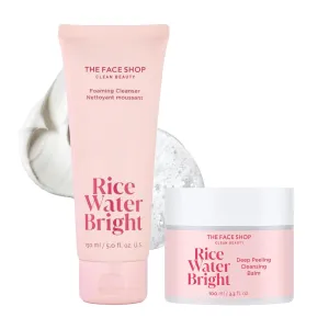 The Face Shop Korean Rice Cleansing Duo – Rice Extract Double Cleansing Foam & Cleansing Balm for All Skin Types