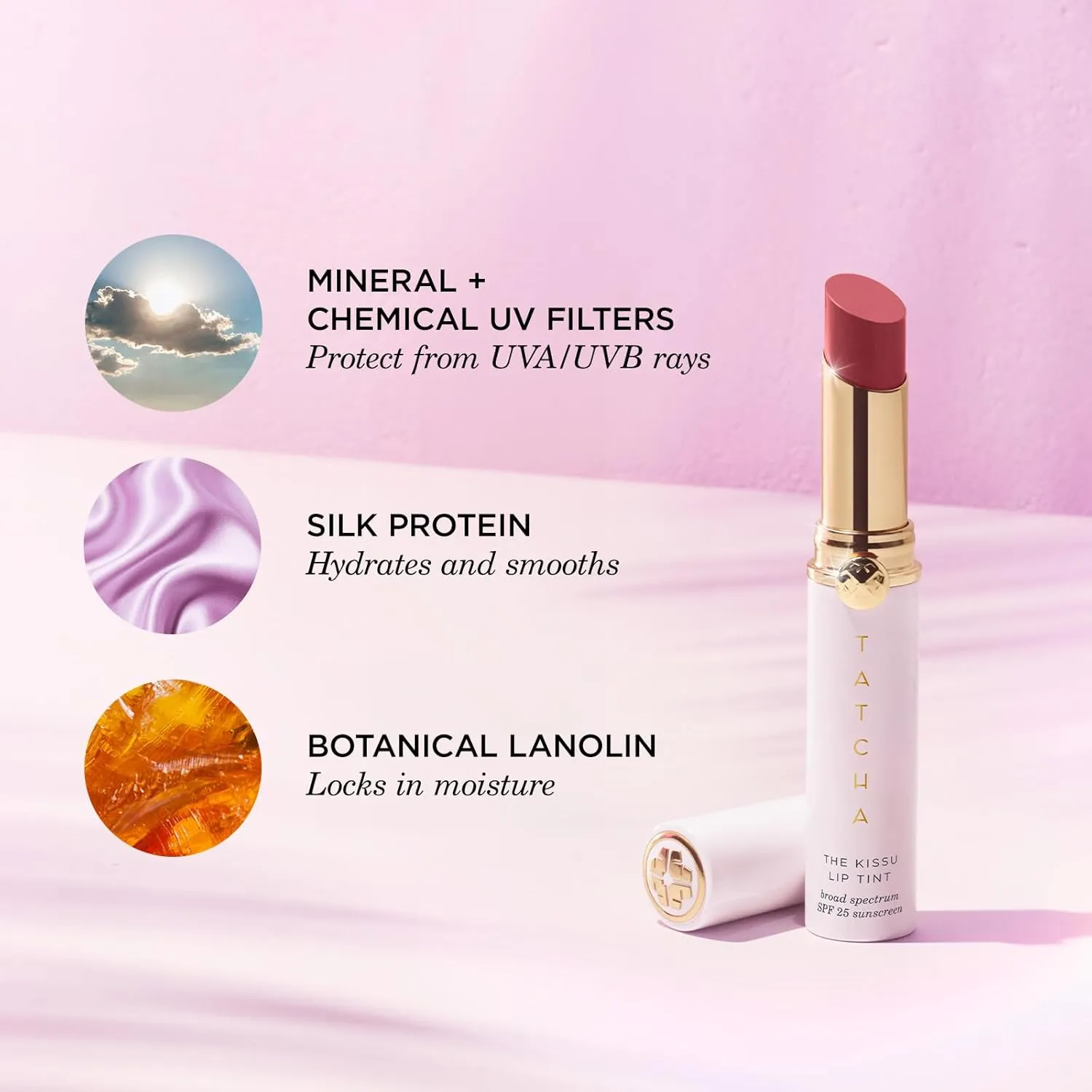 The Kissu Lip Tint SPF 25 - Plum Blossom | Hydrating Tinted Lip Sunscreen, 0.14 oz