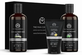 The Man Company Charcoal Care Trio Gift Set| Charcoal Shampoo 250ml, Charcoal Face Wash 100ml, Charcoal Body Wash 250ml