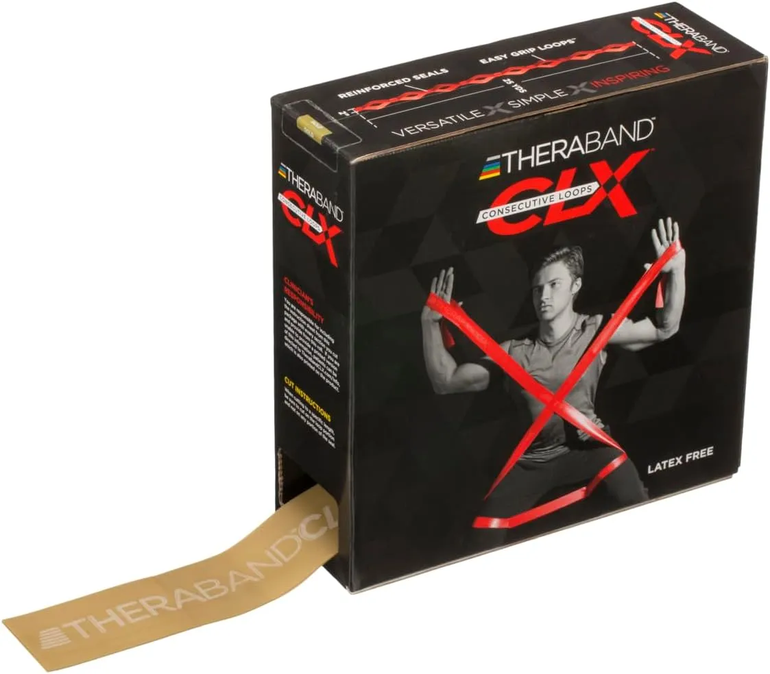 THERABAND CLX Resistance Band with Loops, Fitness Band for Home Exercise and Full Body Workouts, Portable Gym Equipment