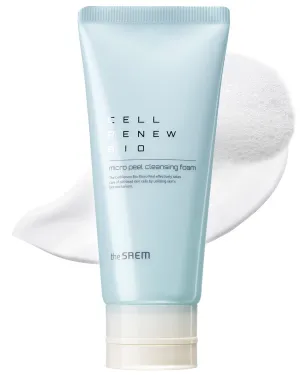 THESAEM Cell Renew Bio Micro Peel Cleansing Foam - PHA Enzyme Deep Exfoliating, Soothing & Moisturizing Care, Rich Soft Face Peeling Foam, for All Skin Types, 5.75oz.