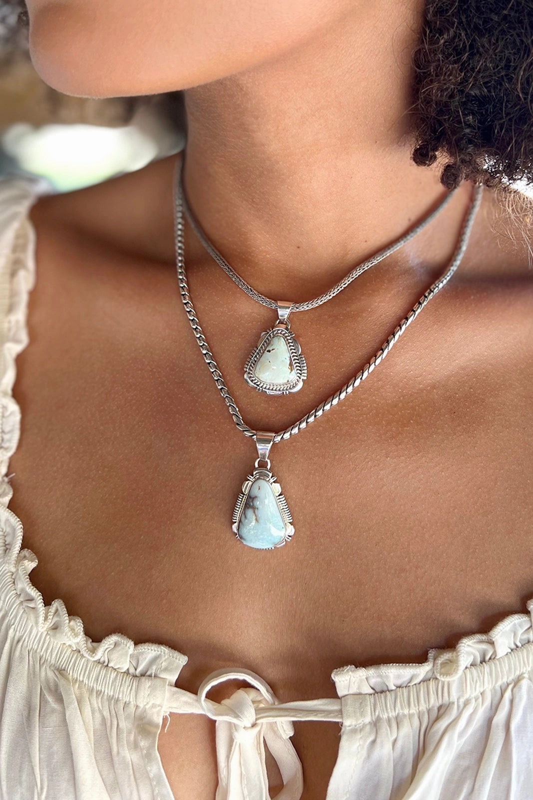 Thomas Francisco Dry Creek White Turquoise Pendant