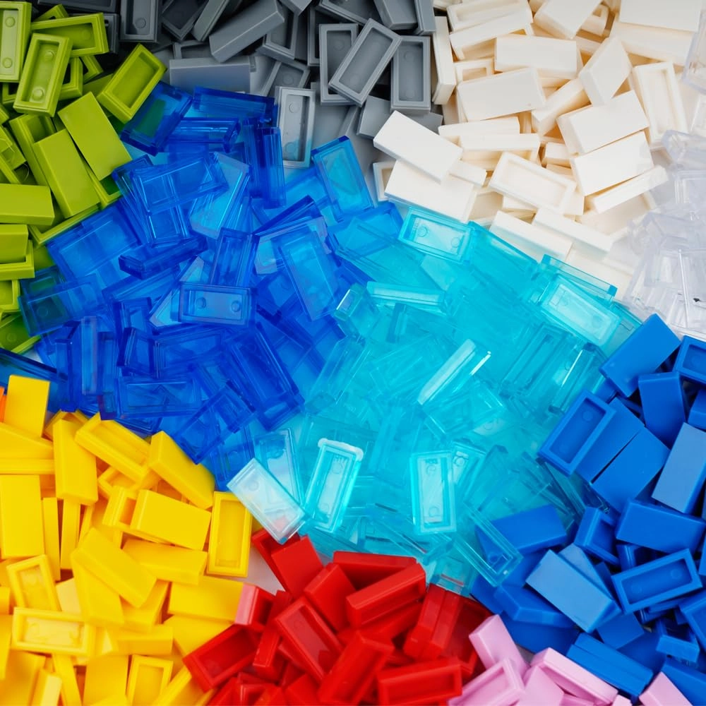 Tiles 1x2 Flat Bricks - 1000pcs Classic Building Blocks Parts and Pieces,Smooth Plate MOC Accessories Bulk Lots Multicolor