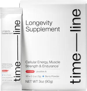Timeline Mitopure Urolithin A - First Clinically Proven Supplement for Healthy Aging and Cellular Renewal - Mitoceutical for Muscle Strength and Longevity - 30 Sachets