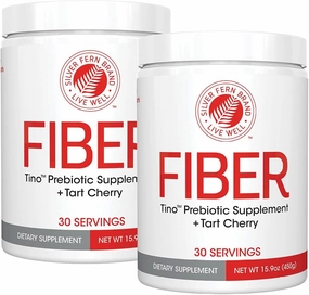 Tino High Fiber Supplement Powder - Non-GMO, Pre-Biotic, Water Soluble, Digestive Friendly, Powdered Mix - Add to Water, Juice, Shakes, Cereal & More (2 Canisters - 15.9 Oz. ea.)