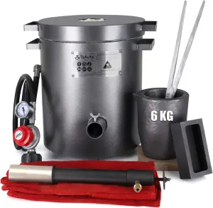 TOAUTO 6KG Upgraded Propane Melting Furnace TMF6000B-V3 Gas Kiln Kit 1300°C /2372°F for Scrap Metal Recycle Gold Silver Copper Aluminum Melting Refining Smelting