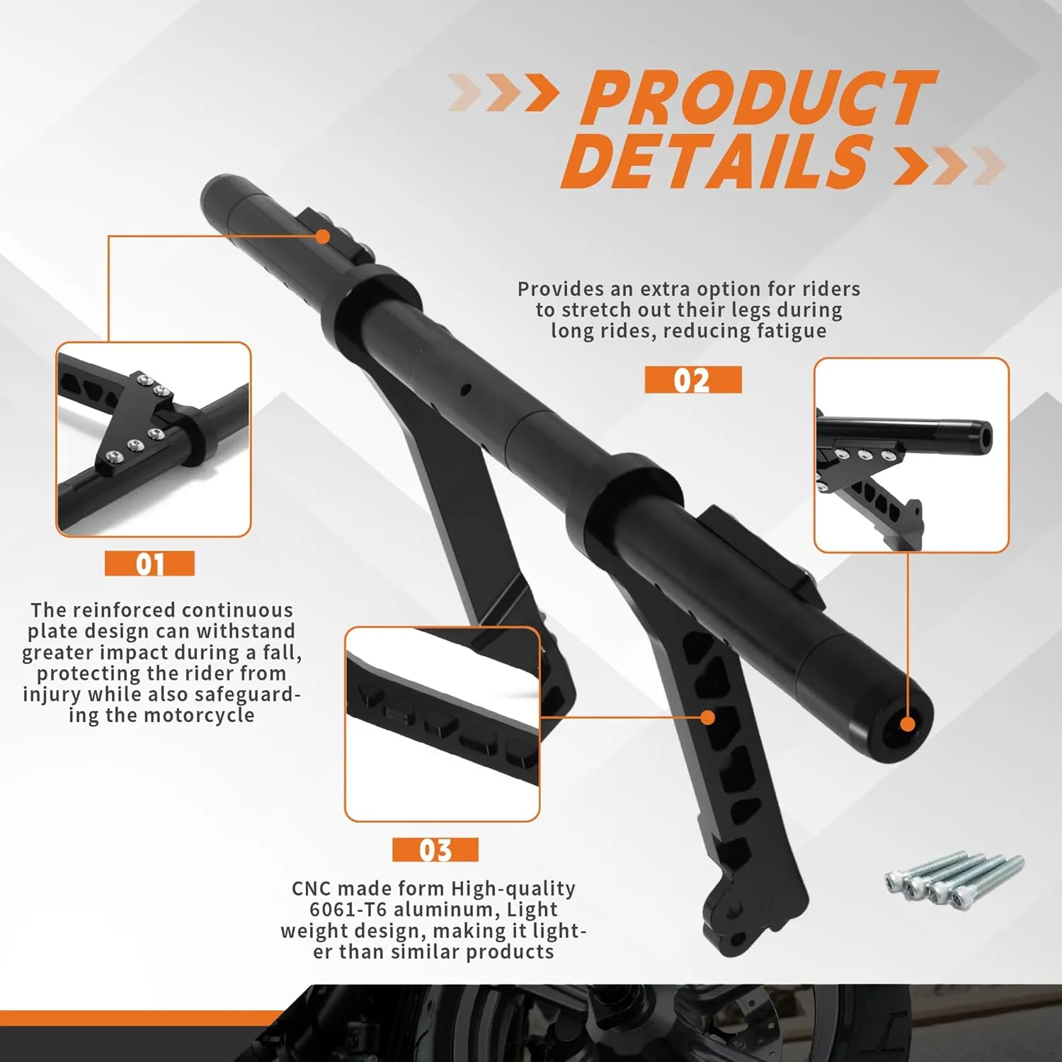 TOFR Club Style Crash Bar Protector Engine Guard Front Highway Pedal for Harley Touring 2009-2013 with Mid Control Street Glide FLHX Road King FLHR Road Glide FLTRX Electra Glide FLHT Black