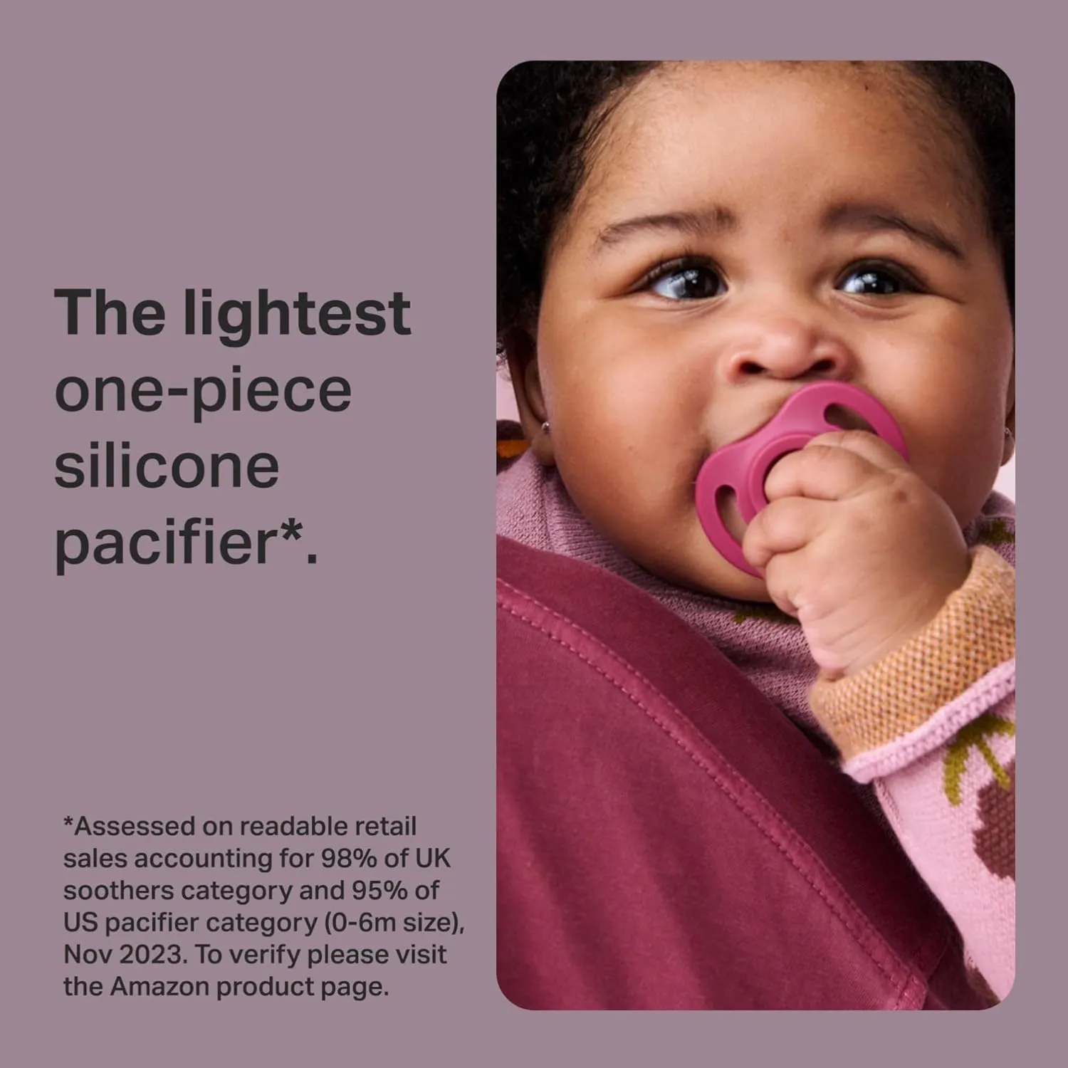 Tommee Tippee Ultra-Light StayPut Pacifier, One-Piece Silicone Design, 0-6m, 4 Pack