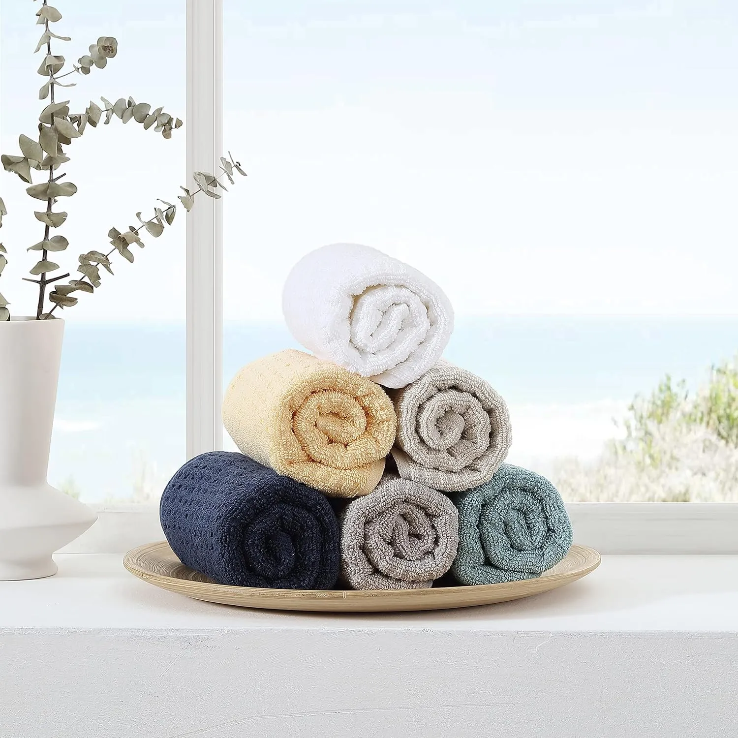 Tommy Bahama - Hand Towels, Soft & Absorbent Cotton Towels, Low Linting & Fade Resistant (Northern Pacific Grey, 2 Piece)