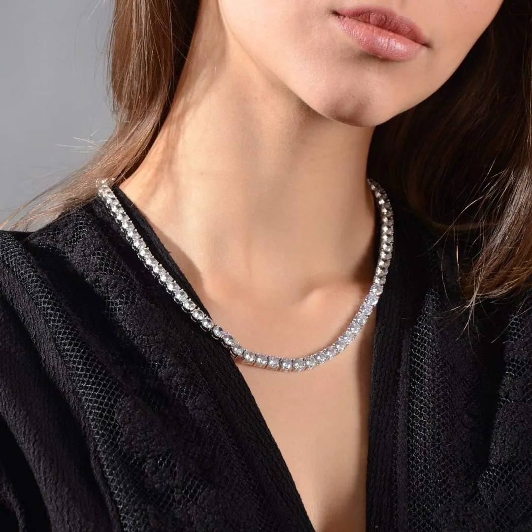 TOPGRILLZ Tennis Necklace for Women Choker Necklace Tennis Chain for Men Diamond 14K Gold Plated Iced out 1 Row 3/4/5/6mm Cubic Zirconia