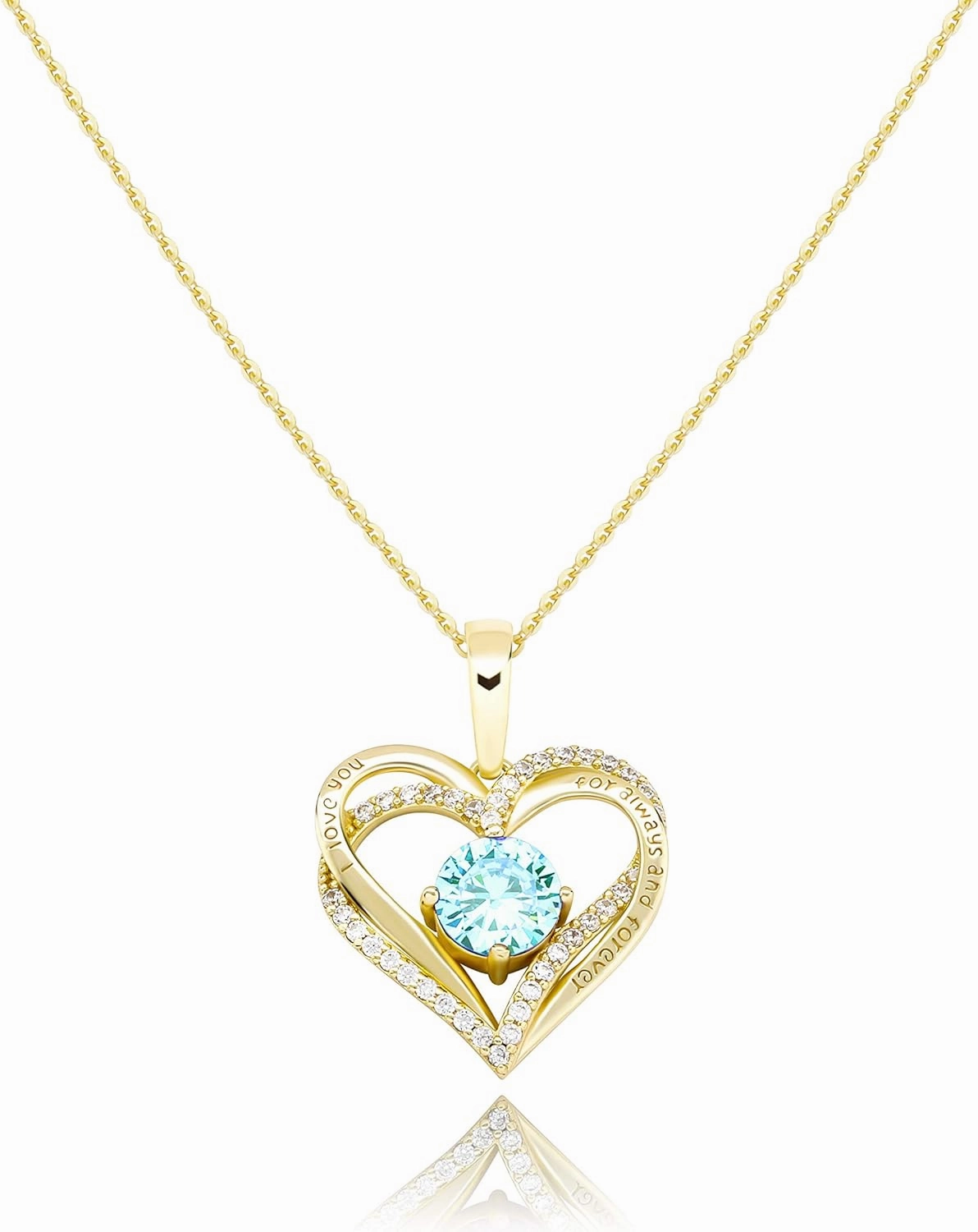 TOPGRILLZ Forever Love Heart Chain for Women 925 Sterling Silver Iced out Birthstone Pendant Necklace for Women Valentine Mother’s Day Jewelry Birthday Gift