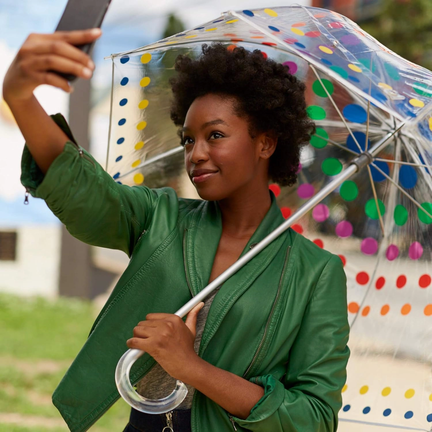 totes Adult Clear Bubble Umbrella with Dome Canopy and Lightweight Wind and Rain Protection