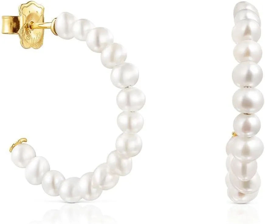 TOUS Gloss Pearl Hoop Earrings, 20mm
