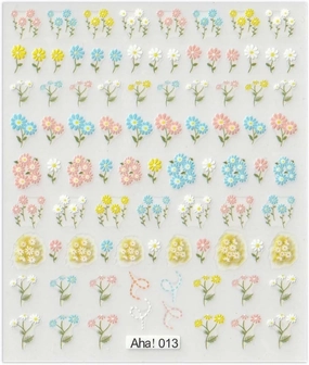 Translucent Nail Art Stickers Adhesive Gradual Colorful Flower 3D Nail Art Stickers Summer Manicure Tip Decorations Decals