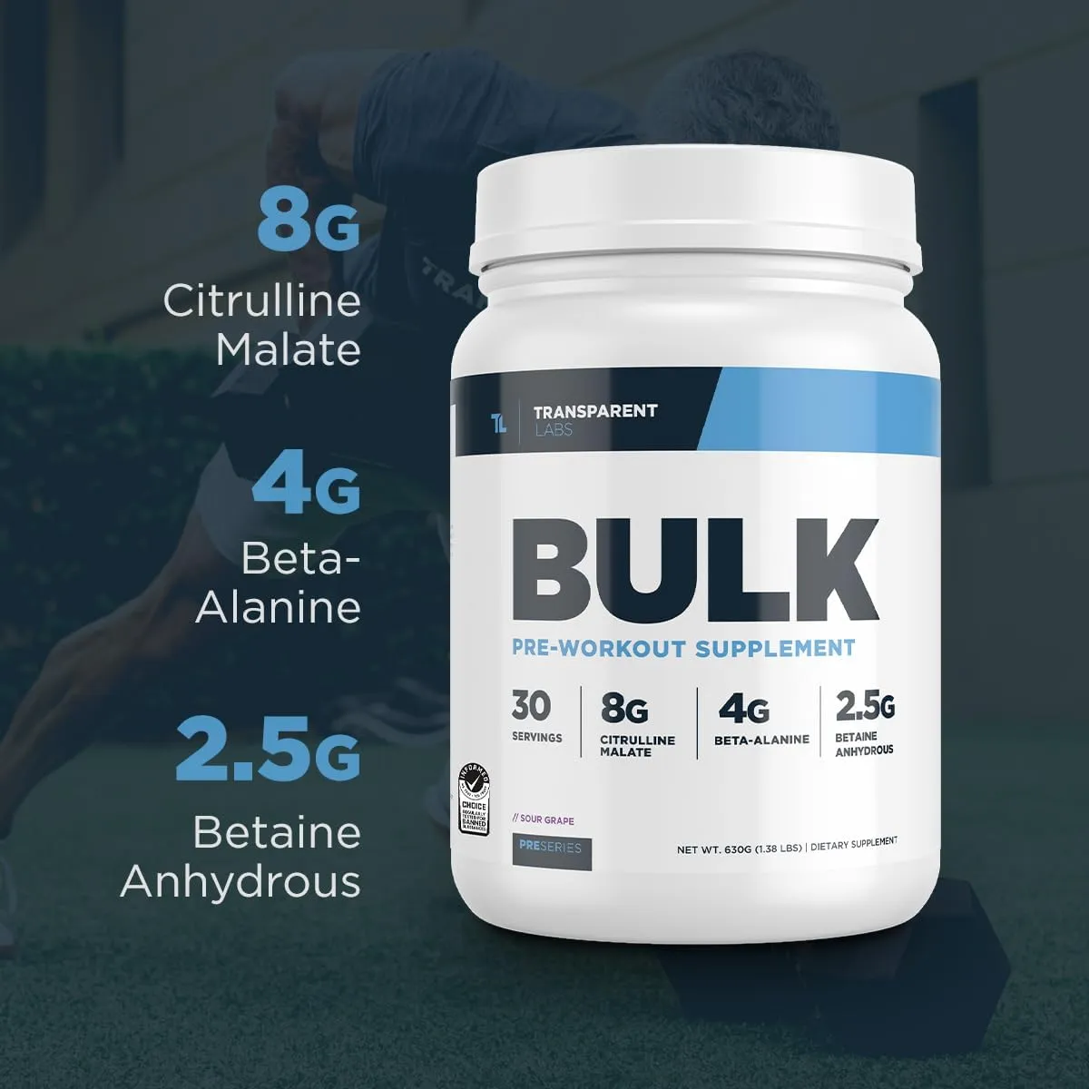 Transparent Labs Bulk Pre Workout Powder - Naturally Sweetened Advanced Pre-Workout Formula for Muscle Building and Strength - 30 Servings, Peach Mango