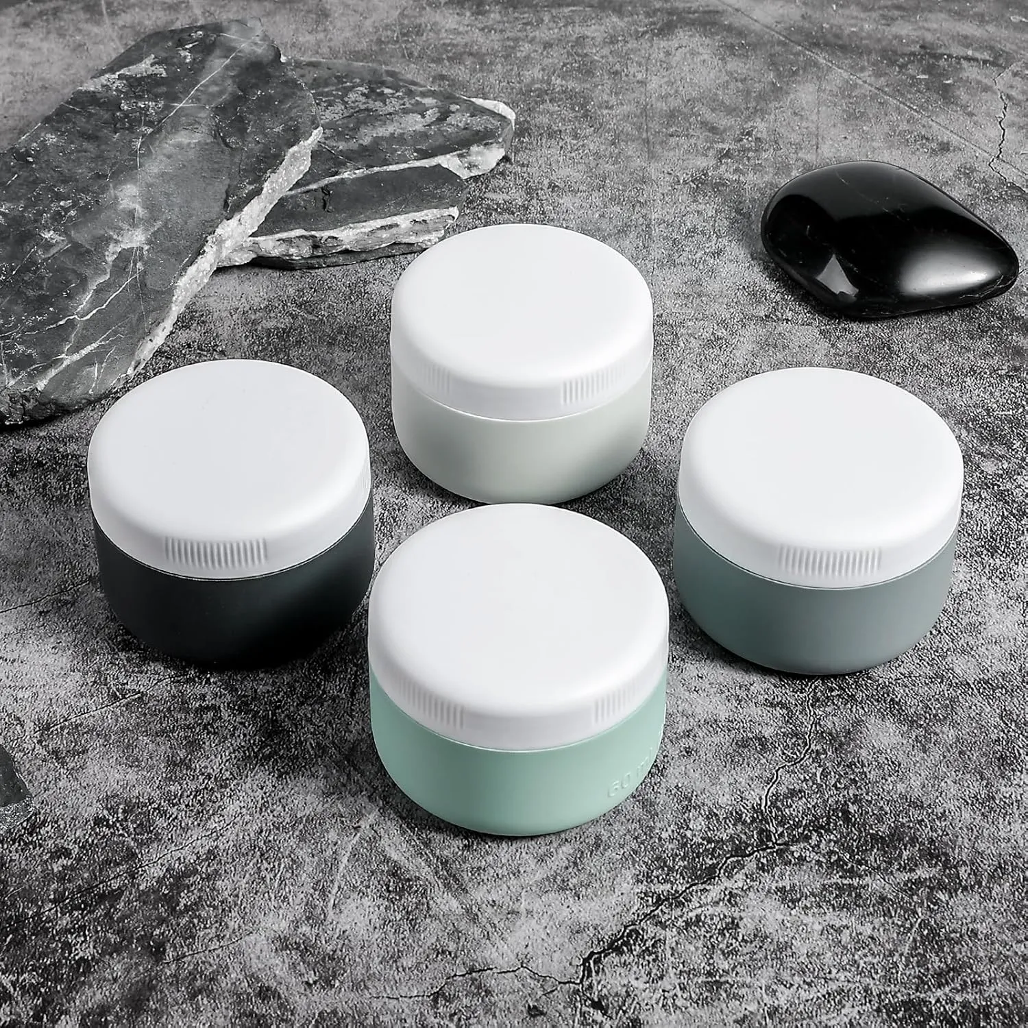 Travel Containers for Toiletries, Silicone Cream Jars BPA-Free, Leak-proof 3oz Travel Size Containers, Portable Size Silicone Jars with Lid for Cosmetic Face Hand Body Cream (4 Pack)
